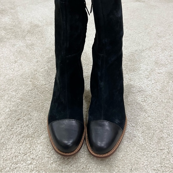 UGG Black Heeled Boots with Cream Accents - Picture 11 of 16
